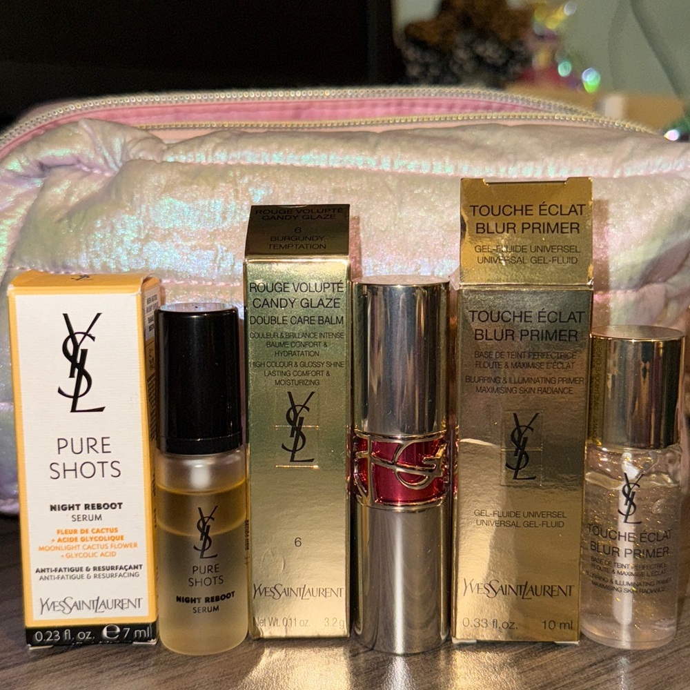 YSL Bundle Pure Shots, YSL Candy Glaze Double Care Balm & YSL Blur Primer BNIB